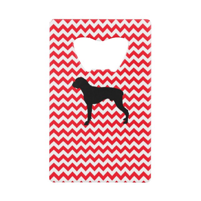 Fire Truck Red Chevron With Boxer Credit Card Bottle Opener (Front)