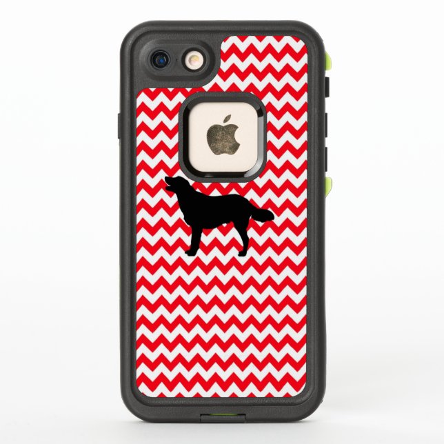 Fire Truck Red Chevron With Golden Silhouette LifeProof iPhone Case (Back)