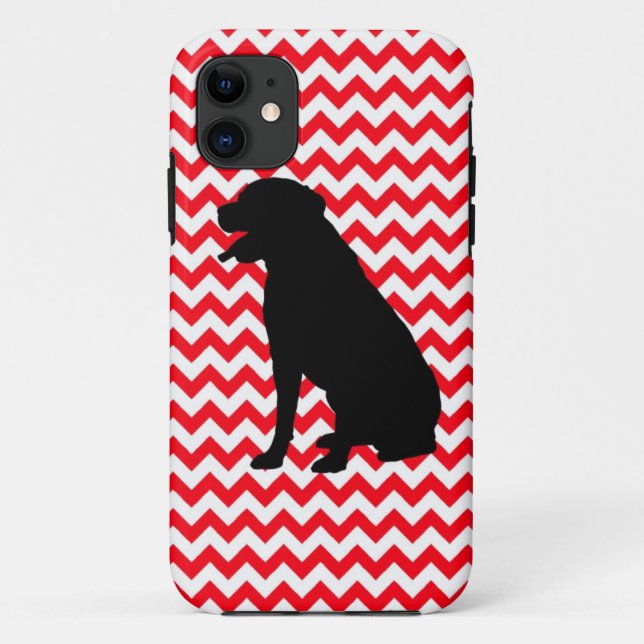 Fire Truck Red Chevron With Labrador Silhouette Case-Mate iPhone Case (Back)