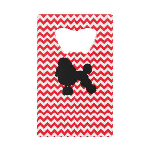 Fire Truck Red Chevron With Poodle Wallet Bottle Opener