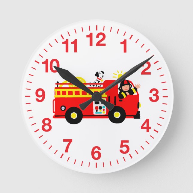 Fire Truck Round Clock (Front)