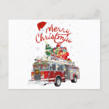 Fire Truck Santa Merry Christmas
