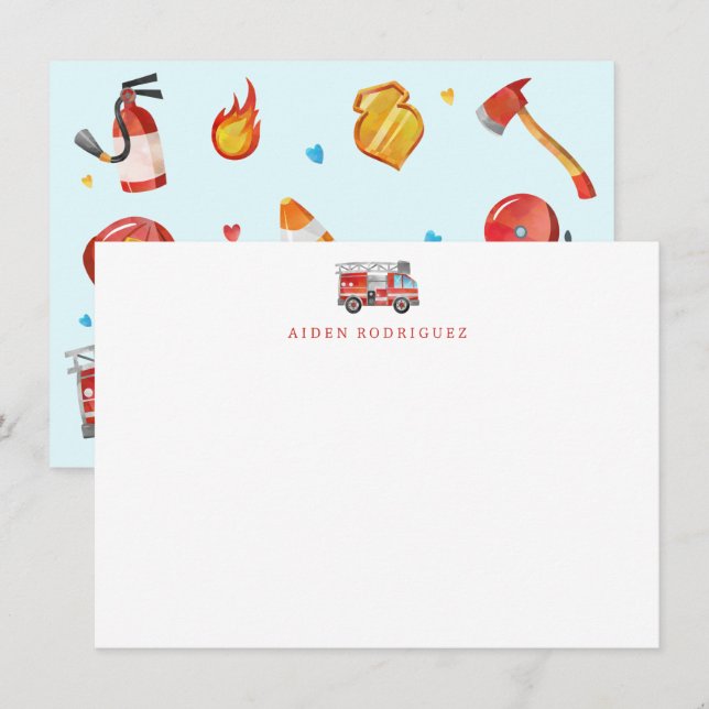 Fire Truck Stationery - Fire Man Thank You Notes (Front/Back)