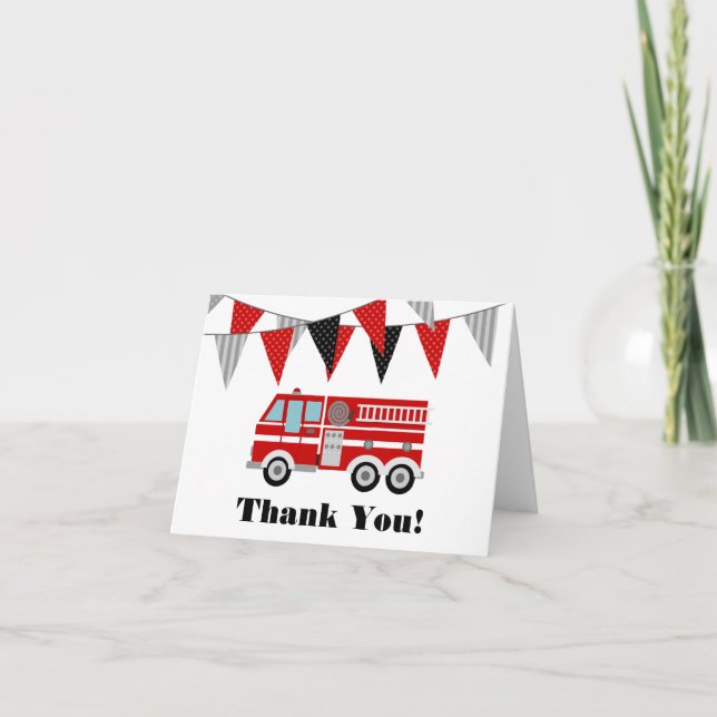 Fire Truck Thank You Card (Front)