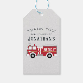 Fire truck thank you favour tag