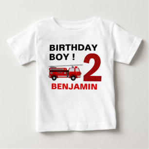 Fire Truck Theme 2nd Birthday Party Baby T-Shirt