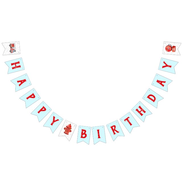 Fire Truck Theme Birthday Party Pennant Banner (All)