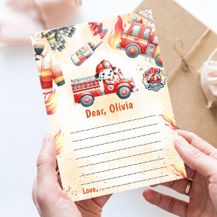 Fire Truck Time Capsule Note Message Card