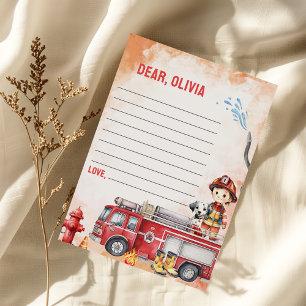 Fire Truck Time Capsule Note Message Card