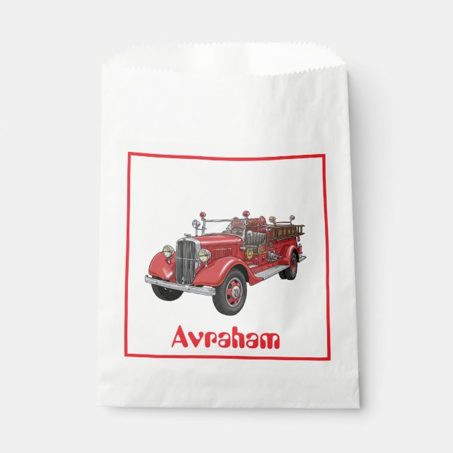 Fire truck upsherin favour bag (Front)