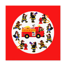 Fire Truck with Busy Firefighters