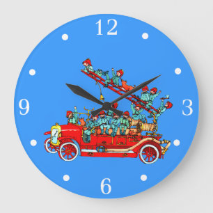 Fire Truck with Kids Wall Clock