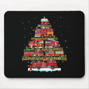 Fire Truck Xmas Lights Firefighter Fire Truck Chri Mouse Pad