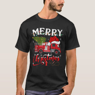 Fire Truck Xmas Tree Fireman Firefighter Merry Chr T-Shirt