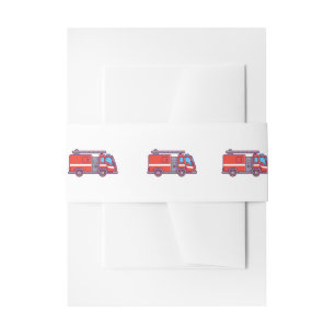 Fire trucks belly bands invitation band