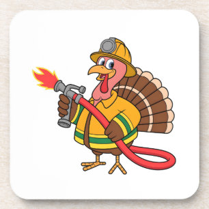 Fire trucks Firefighter Thanksgiving Turkey   Coaster