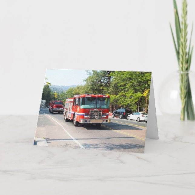 Fire trucks holiday card (Front)