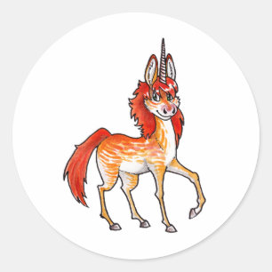 Fire Unicorn Classic Round Sticker