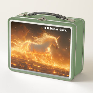Fire Unicorn  Metal Lunch Box