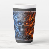 Fire vs Ice Skull – Electric Blue & Lava Red Crack