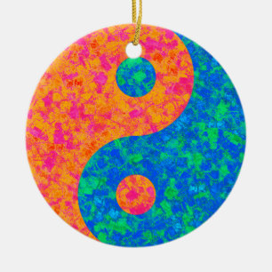 Fire & Water Abstract Yin Yang Ornamnet Ceramic Ornament
