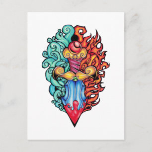 Fire & Water Dagger Tattoo Postcard