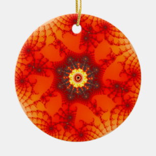 Fire Web - Fractal Art Ceramic Ornament