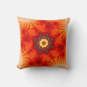 Fire Web - Fractal Art Throw Pillow