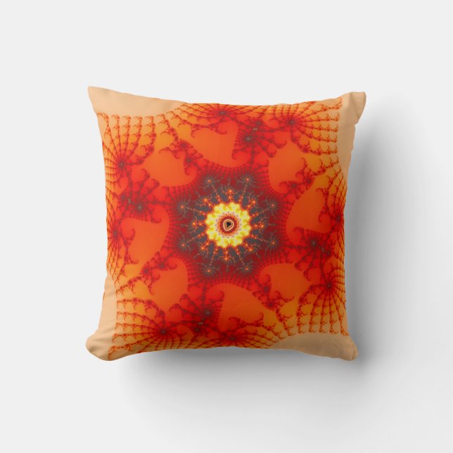 Fire Web - Fractal Art Throw Pillow (Front)