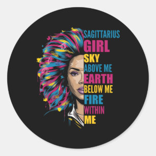 Fire Within Sagittarius Girl Black Woman November  Classic Round Sticker