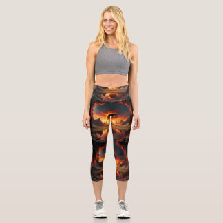 Fire World Sunset Capri Leggings