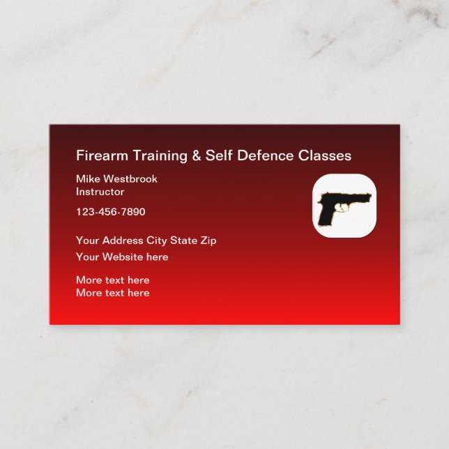 Firearms And Self Defence Classes Business Card (Front)