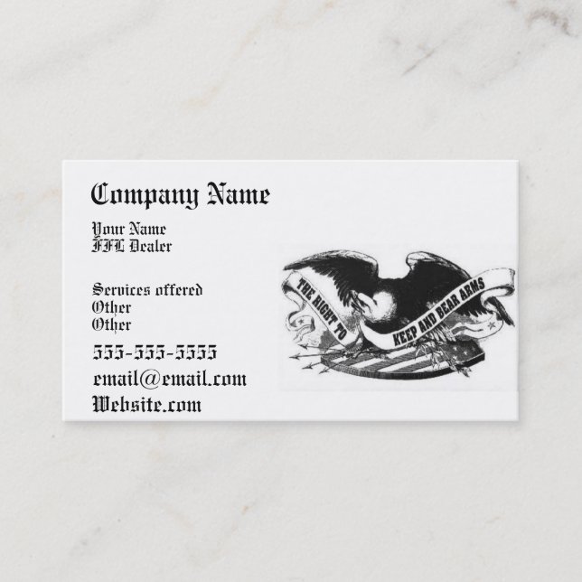 firearms business card (Front)
