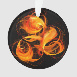 Fireball Abstract Art Acrylic Circle Ornament