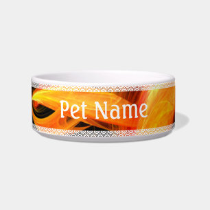 Fireball Abstract Art Cat Bowl