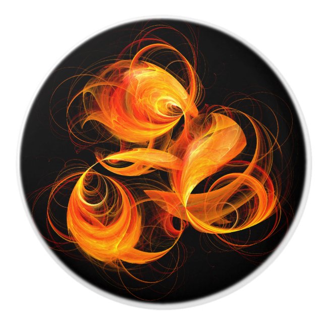 Fireball Abstract Art Ceramic Knob (Front)