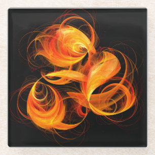 Fireball Abstract Art Glass Coaster