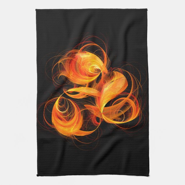 Fireball Abstract Art Kitchen Towel (Vertical)