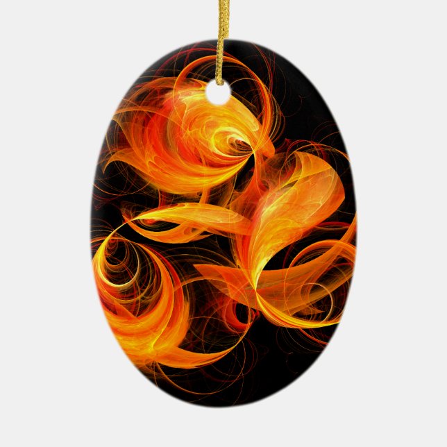 Fireball Abstract Art Oval Ornament (Front)