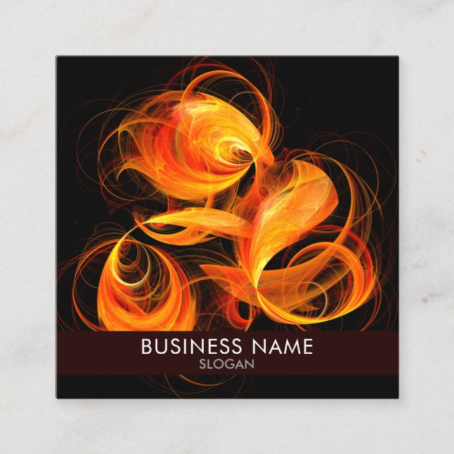 Fireball Abstract Art Professional Square Business Card (Front)