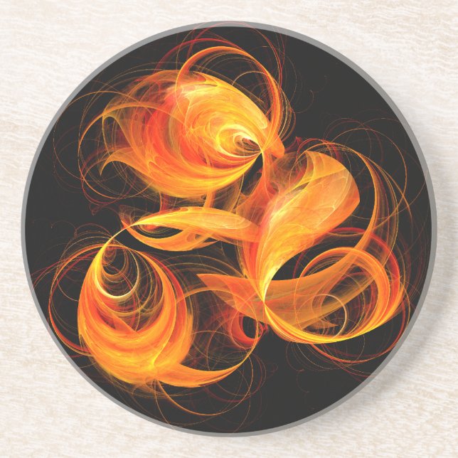 Fireball Abstract Art Sandstone Coaster (Front)