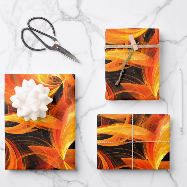 Fireball Abstract Art Wrapping Paper Sheet (Front)