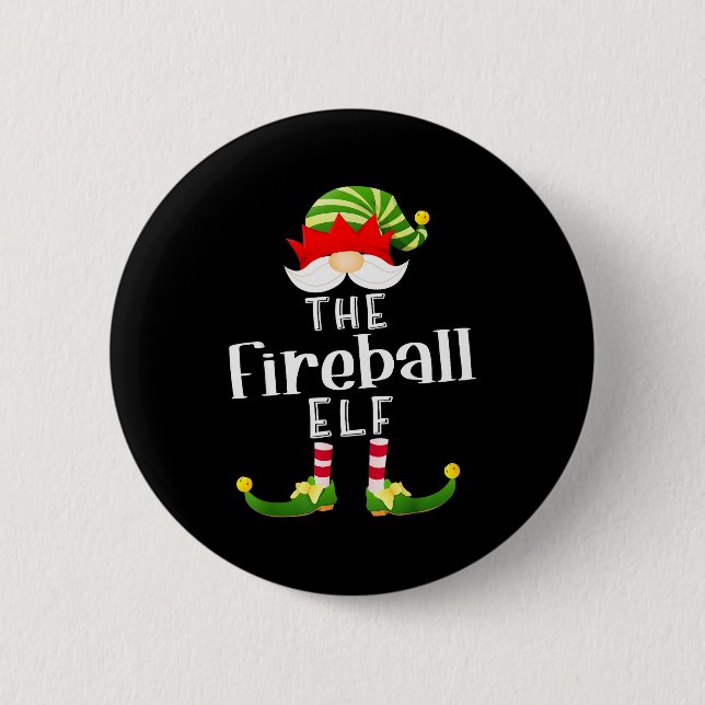 Fireball Elf Group Christmas Funny Pajama Party  2 Inch Round Button (Front)