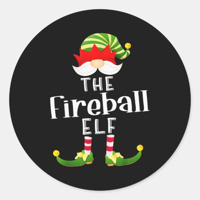 Fireball Elf Group Christmas Funny Pajama Party  Classic Round Sticker (Front)