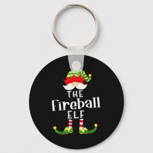 Fireball Elf Group Christmas Funny Pajama Party Keychain
