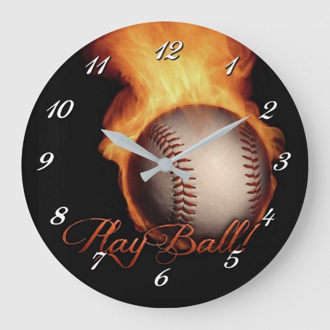 Fireball Pattern Baseball Lovers Wall Clock (Front)