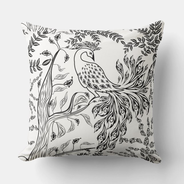 Firebird, bird throw pillow (Front)