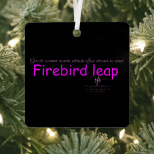Firebird Leap Black and Pink Sq. Metal Ornament
