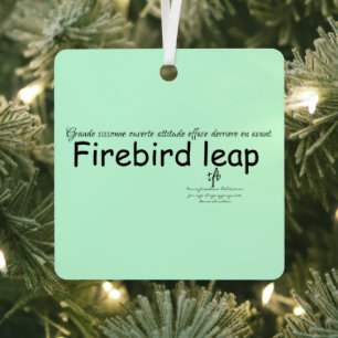 Firebird Leap Hot Pink and Black Sq. Metal Ornamen Ornament