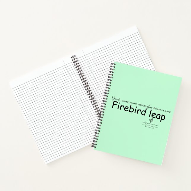 Firebird Leap Mint Green and Black Notebook (Inside)